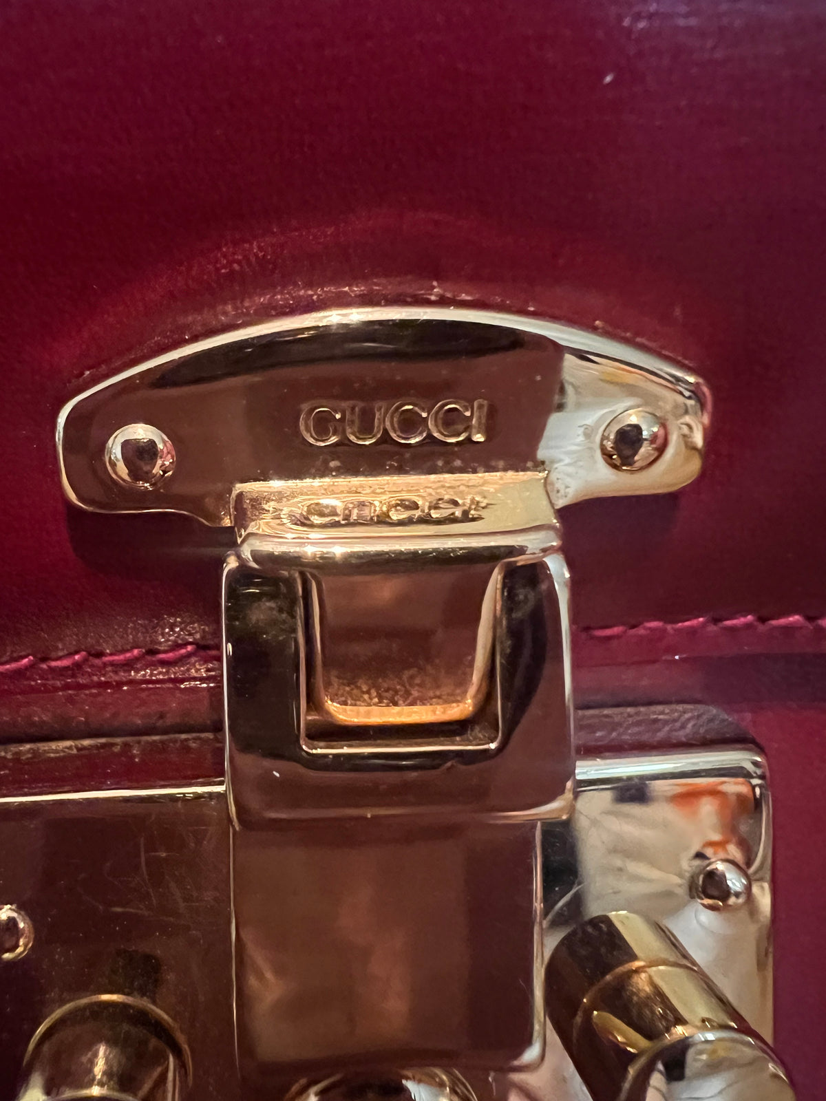 Gucci Vintage Red Leather Padlock