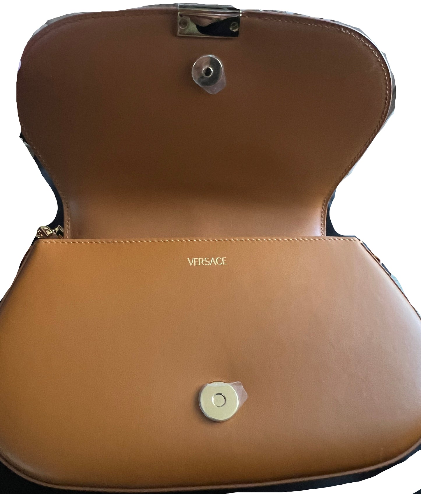 Versace Caramel Leather Greca Goddess Bag