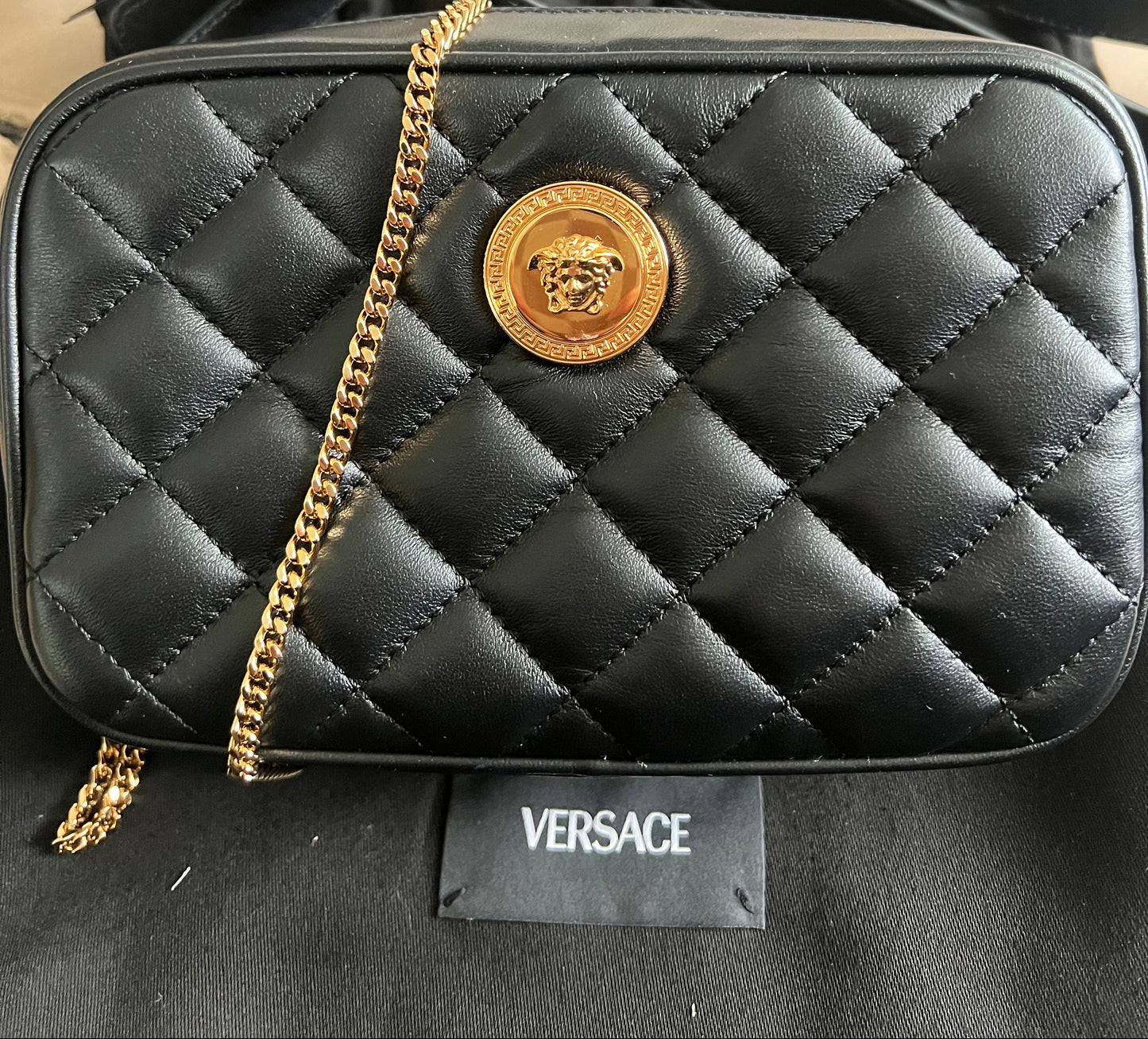 Versace Quilted Leather Camera Crossbody & Belt Bag