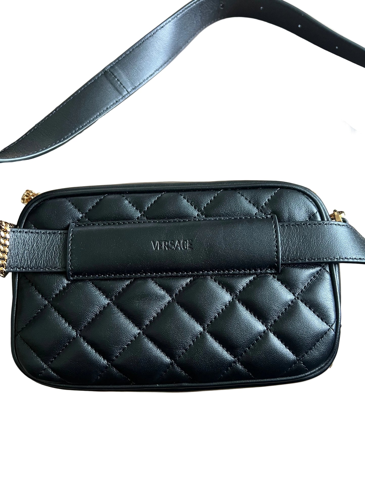 Versace Quilted Leather Camera Crossbody & Belt Bag