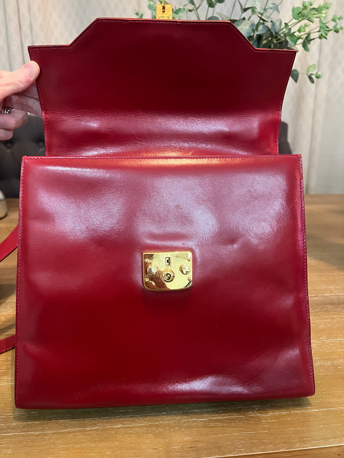Gucci Vintage Red Leather Padlock