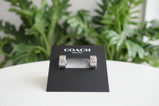 Coach Silver Huggie Hoop Earrings