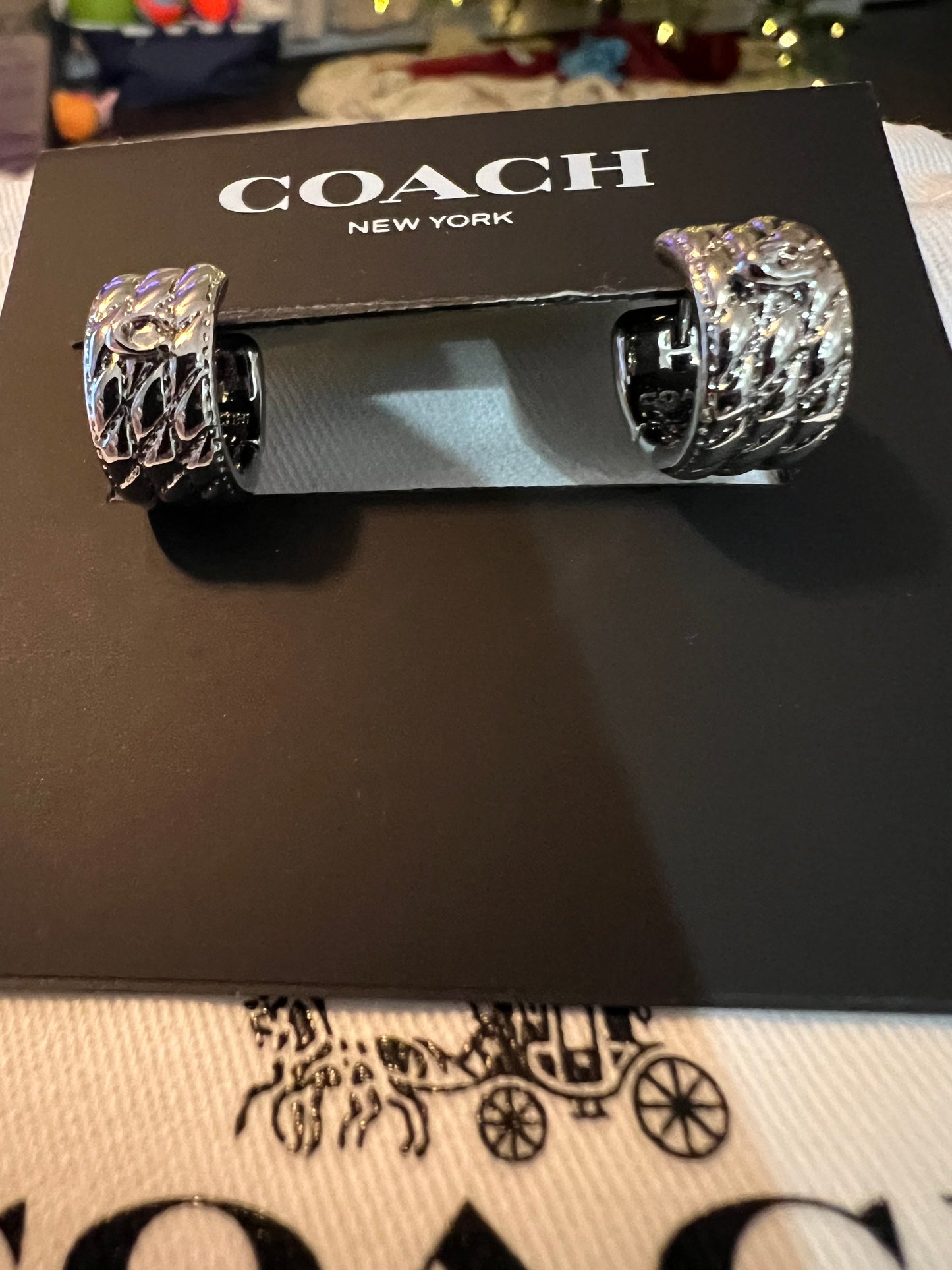Coach Silver Huggie Hoop Earrings
