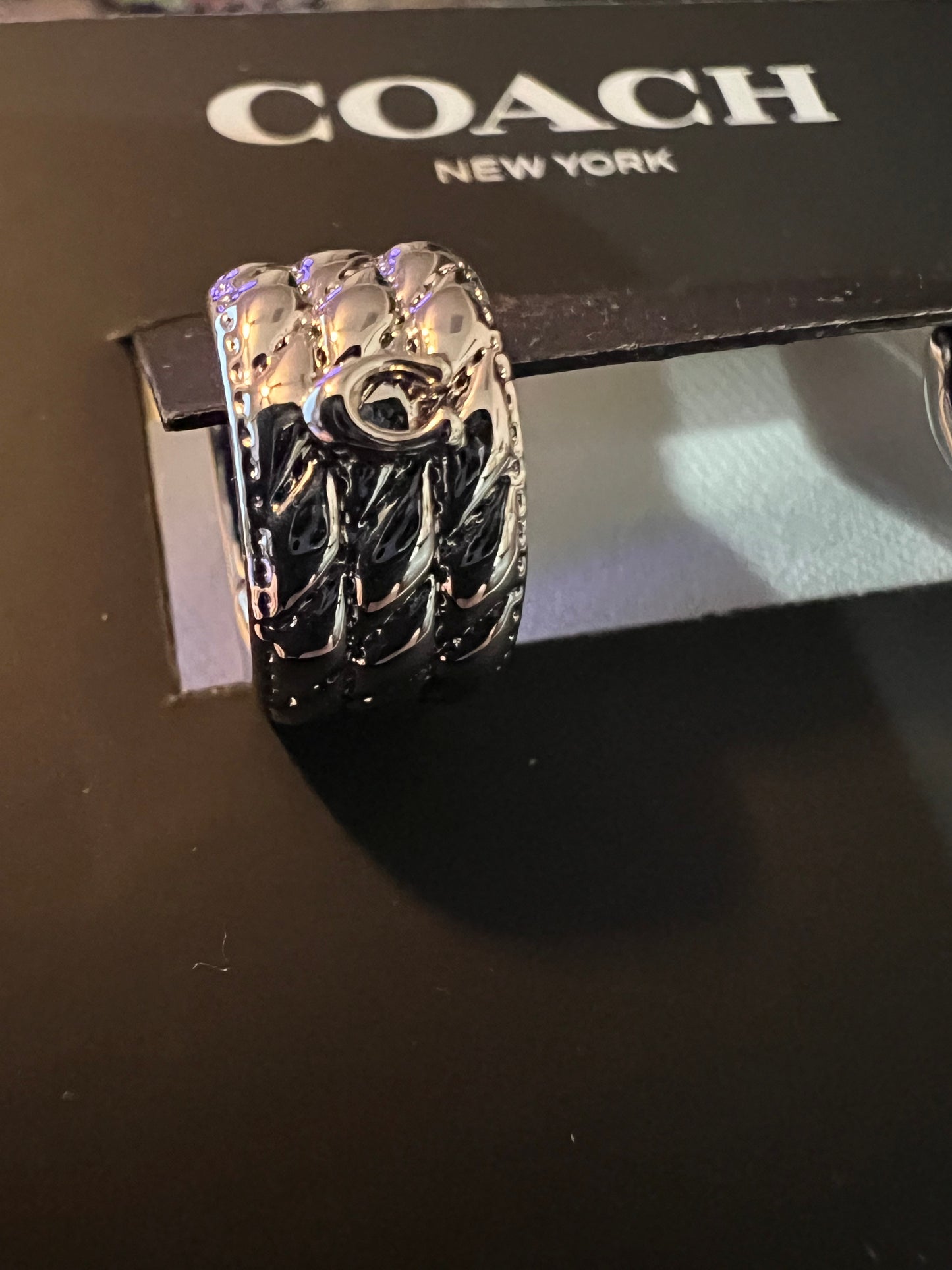 Coach Silver Huggie Hoop Earrings