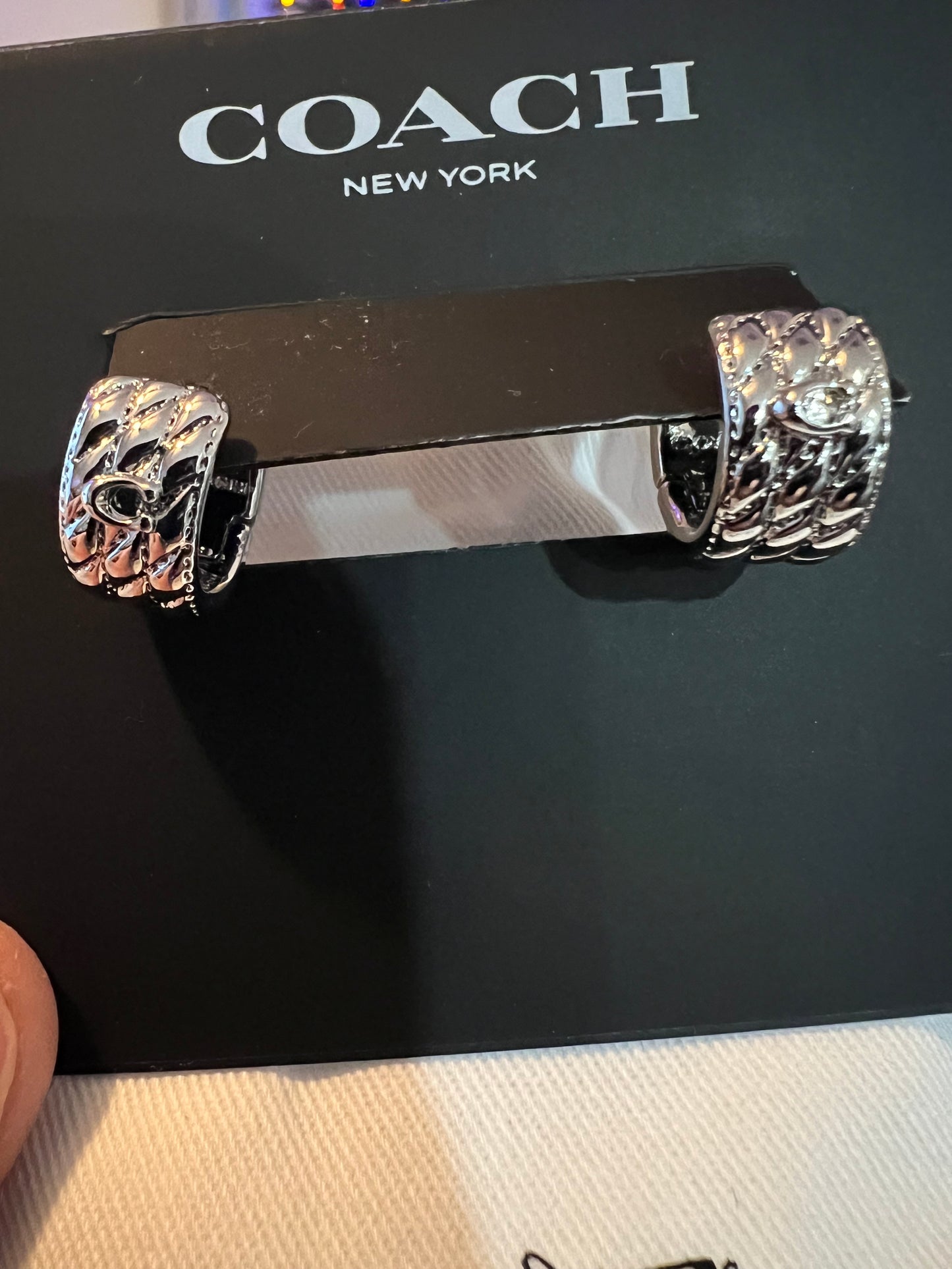 Coach Silver Huggie Hoop Earrings