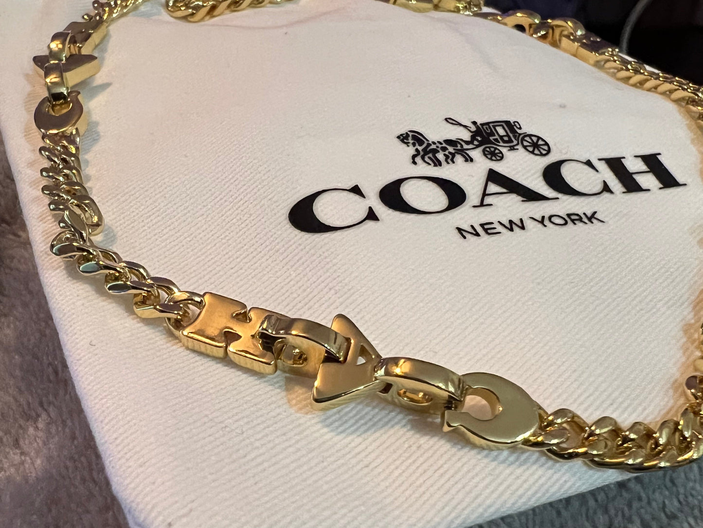 Coach Link Necklace Gold Toned