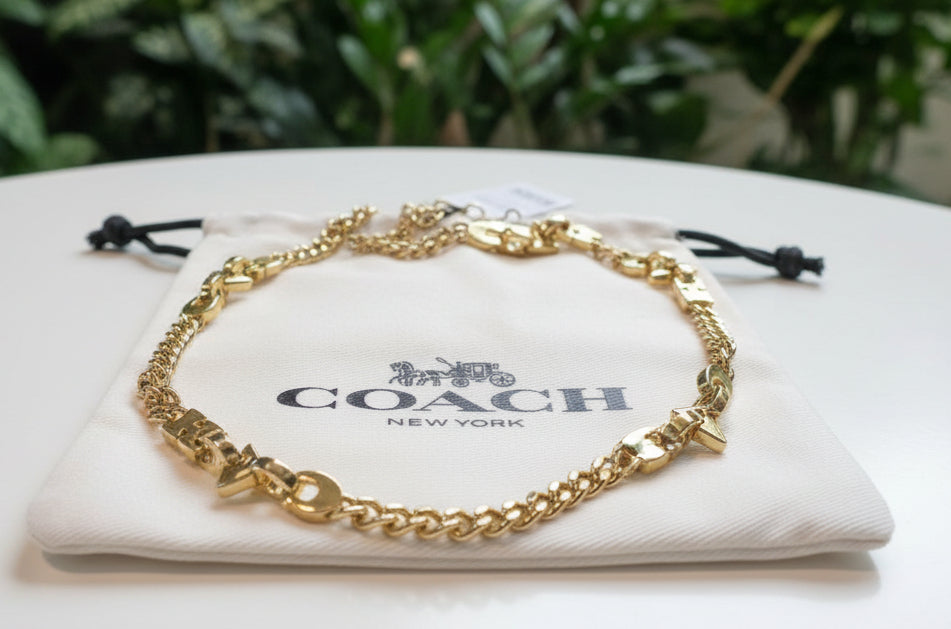 Coach Link Necklace Gold Toned