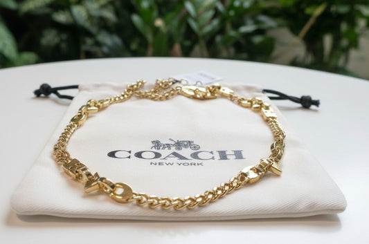 Coach Link Necklace Gold Toned
