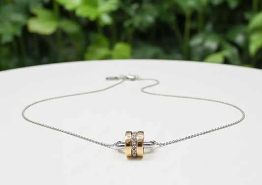 Coach Safety Pin and Rings Necklace