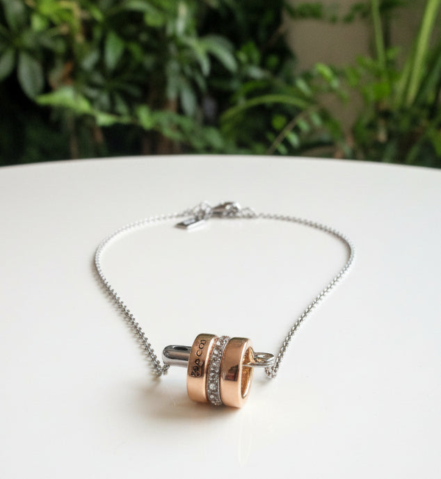 Coach Safety Pin and Rings Necklace