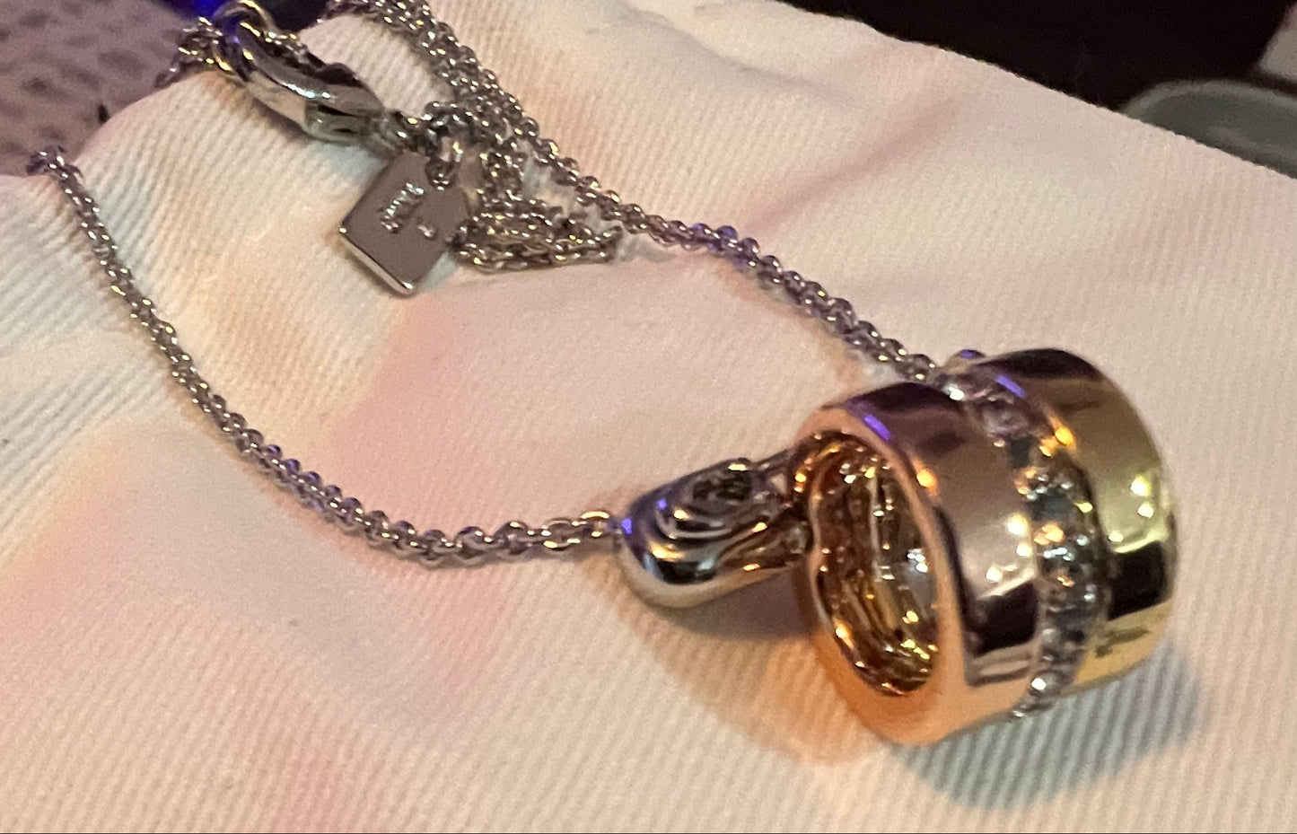 Coach Safety Pin and Rings Necklace