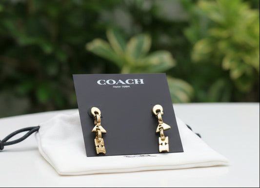 Coach Jumbled Logo Link Linear Earrings