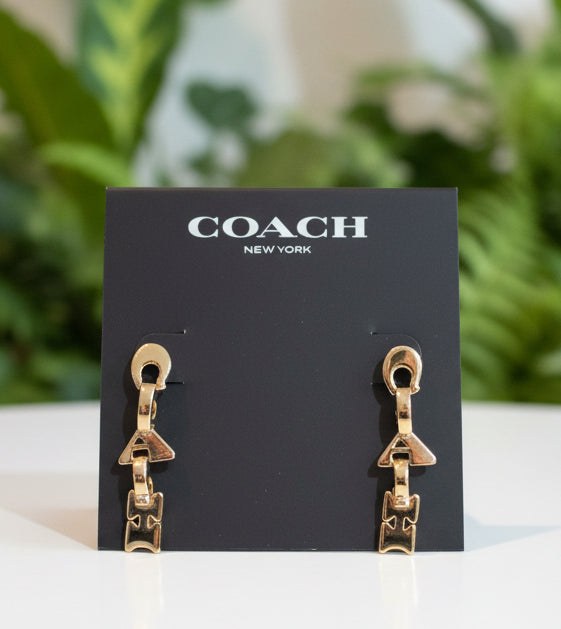 Coach Jumbled Logo Link Linear Earrings