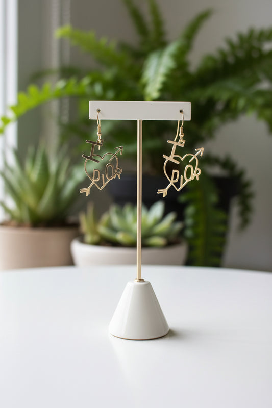 Dior Gold Tone Heart Earrings