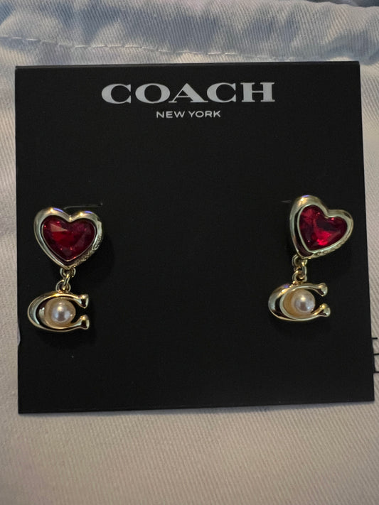 Coach Red Heart Dangle Earrings