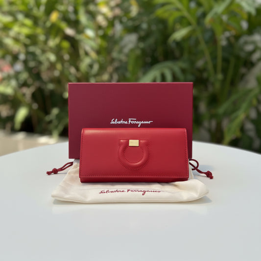 Ferragamo Red Leather Wallet on Chain