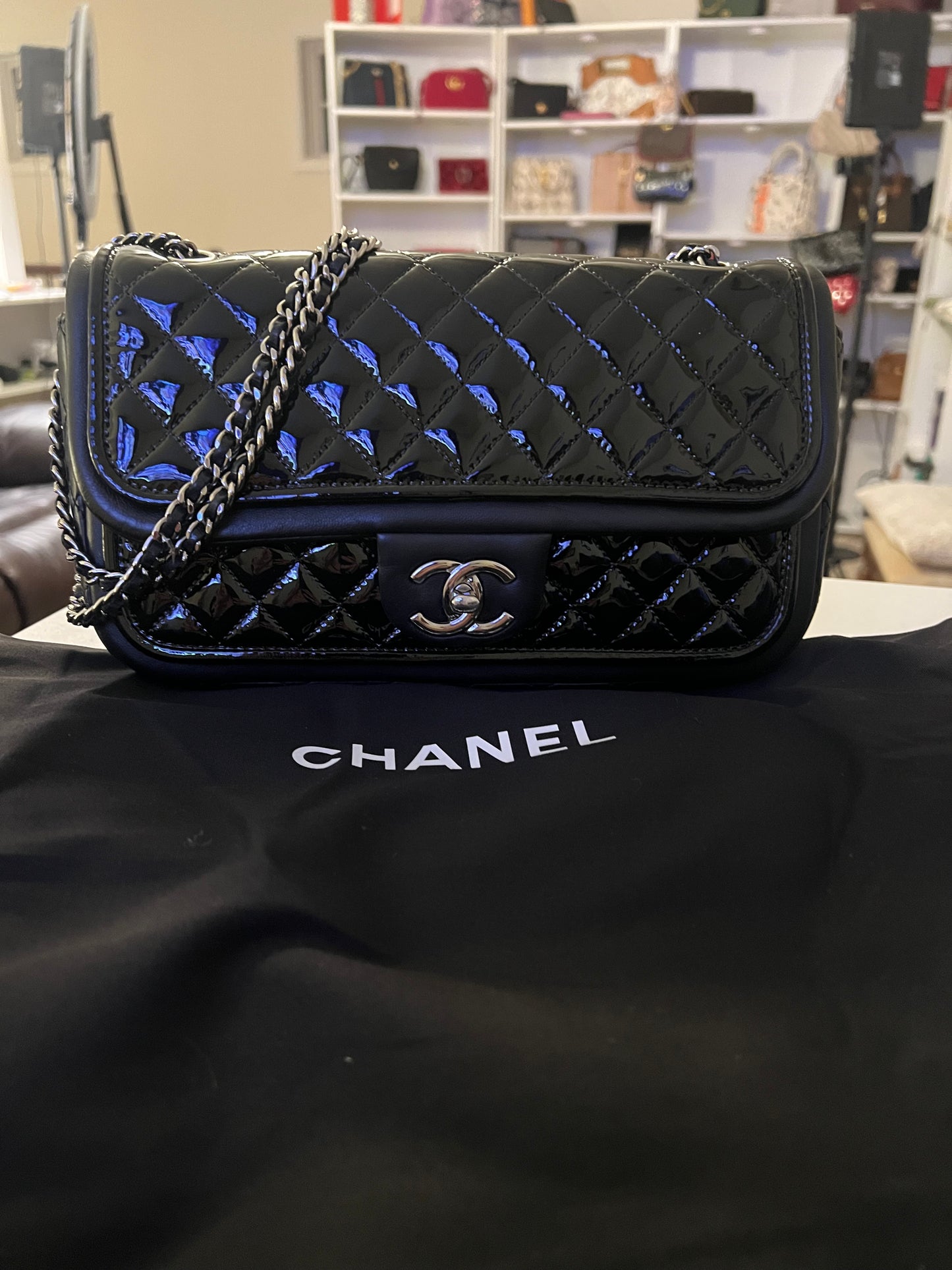 Chanel Patent and Lambskin Leather Flap