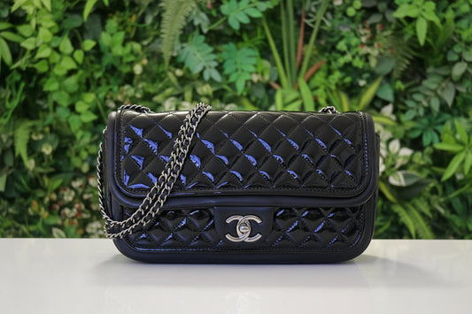 Chanel Black Patent Lambskin Twist Flap