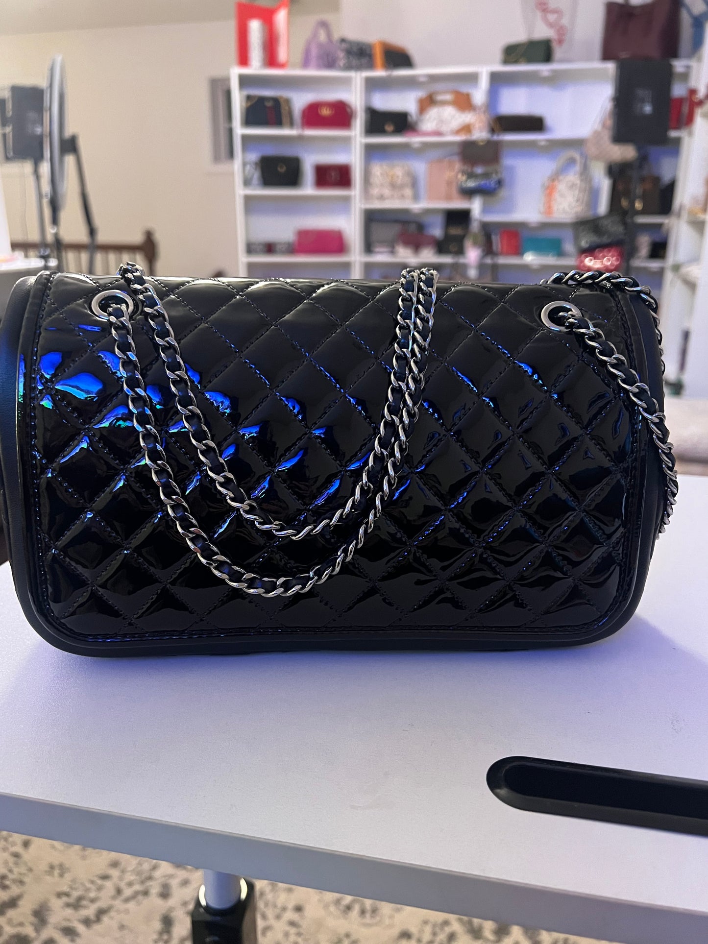 Chanel Patent and Lambskin Leather Flap