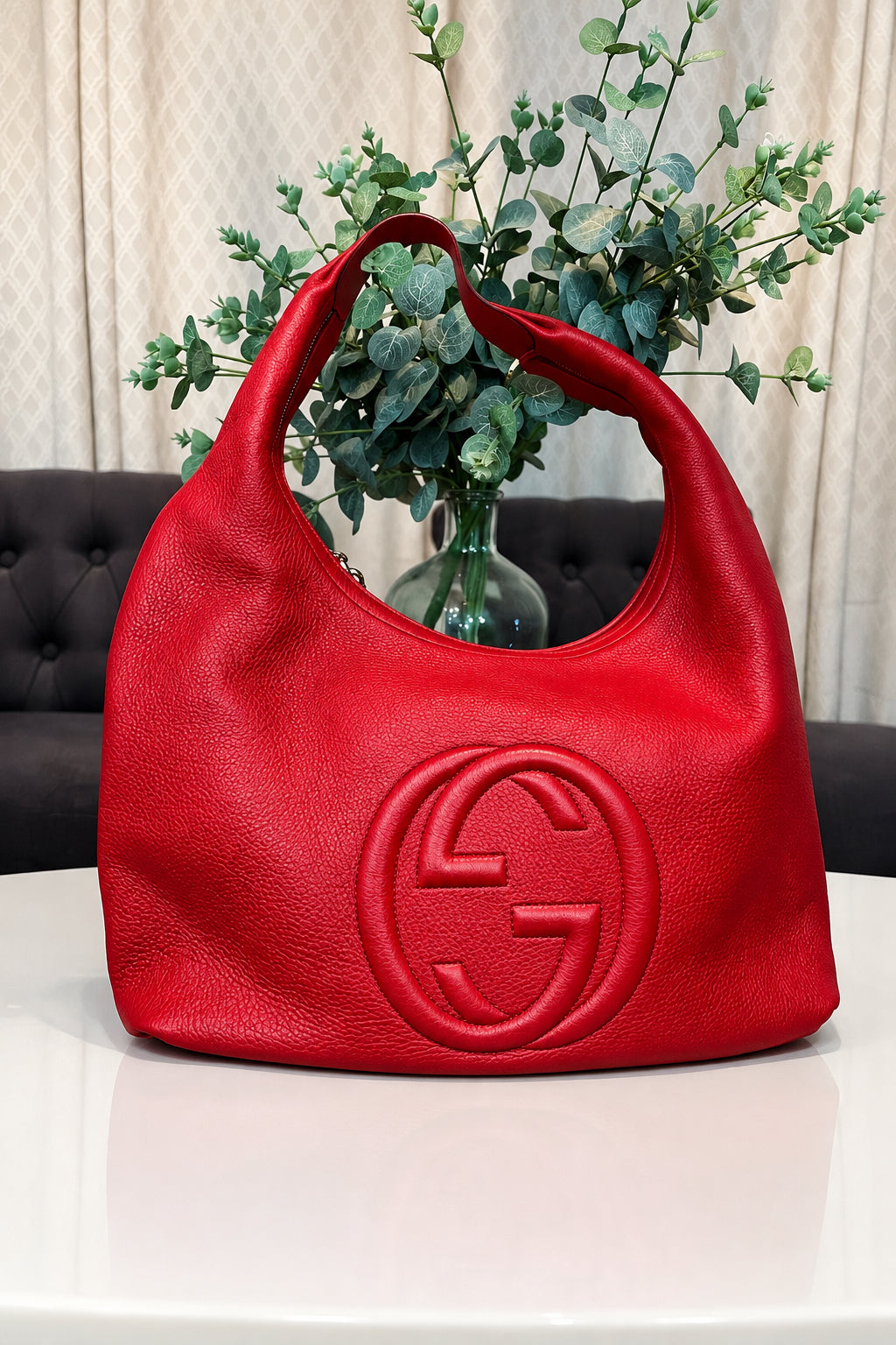 Gucci Red Pebbled Leather SoHo Hobo