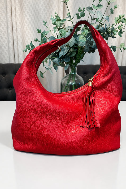 Gucci Red Pebbled Leather SoHo Hobo