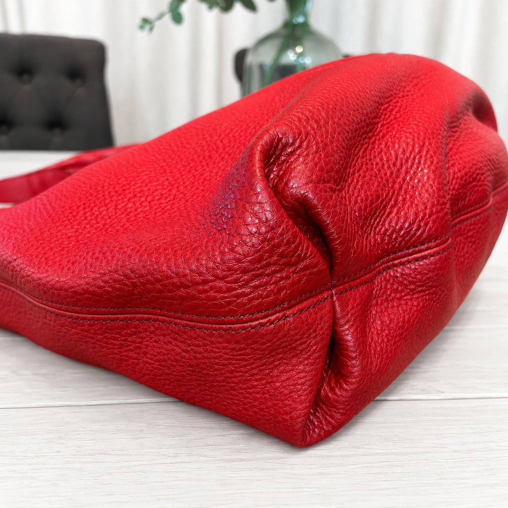 Gucci Red Pebbled Leather SoHo Hobo