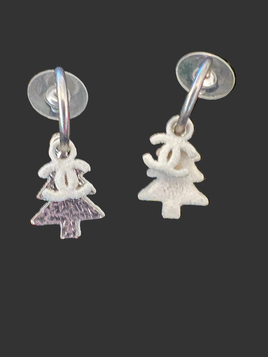 Chanel Resin Christmas Tree Drop Earrings
