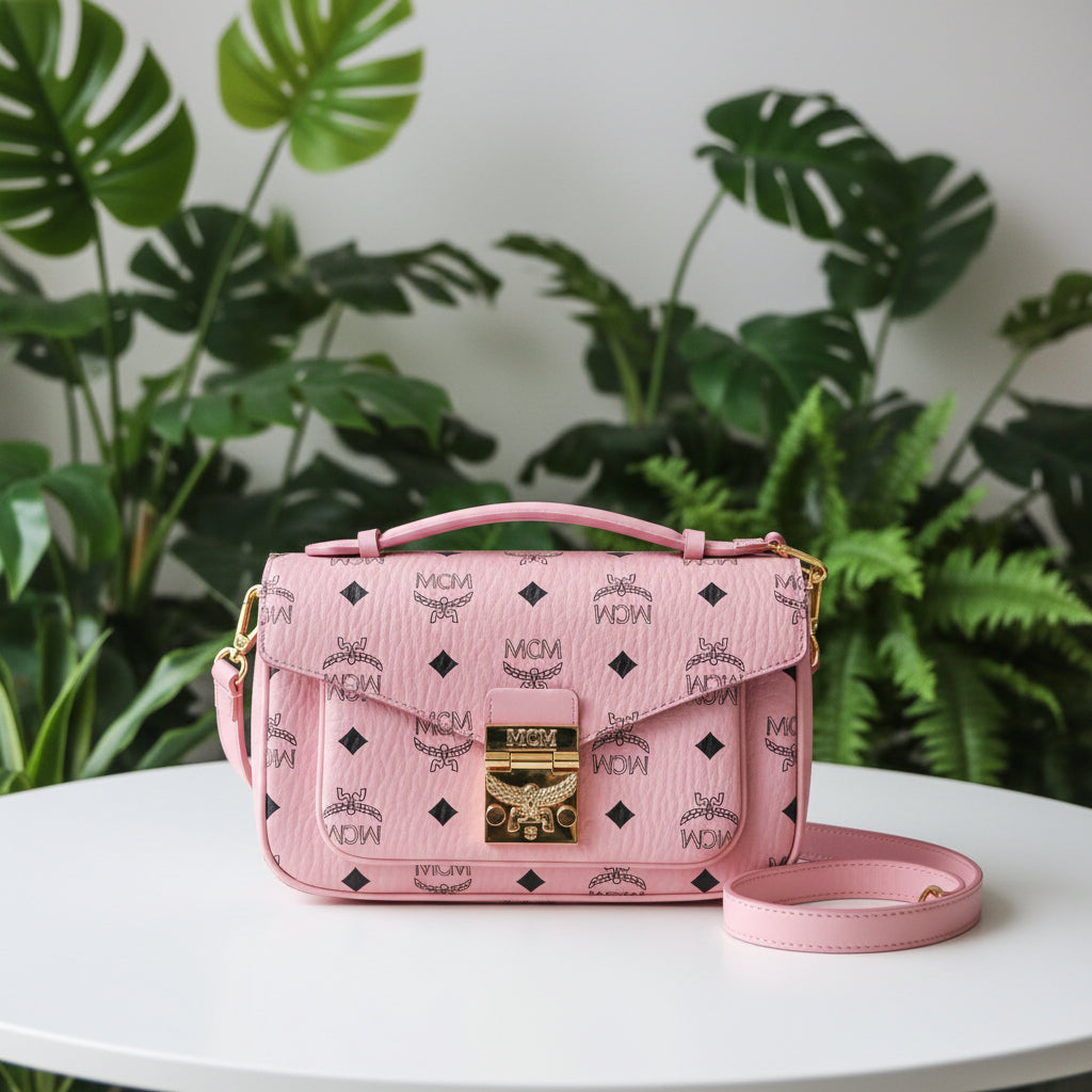 MCM Pink Visetos Tracy Crossbody