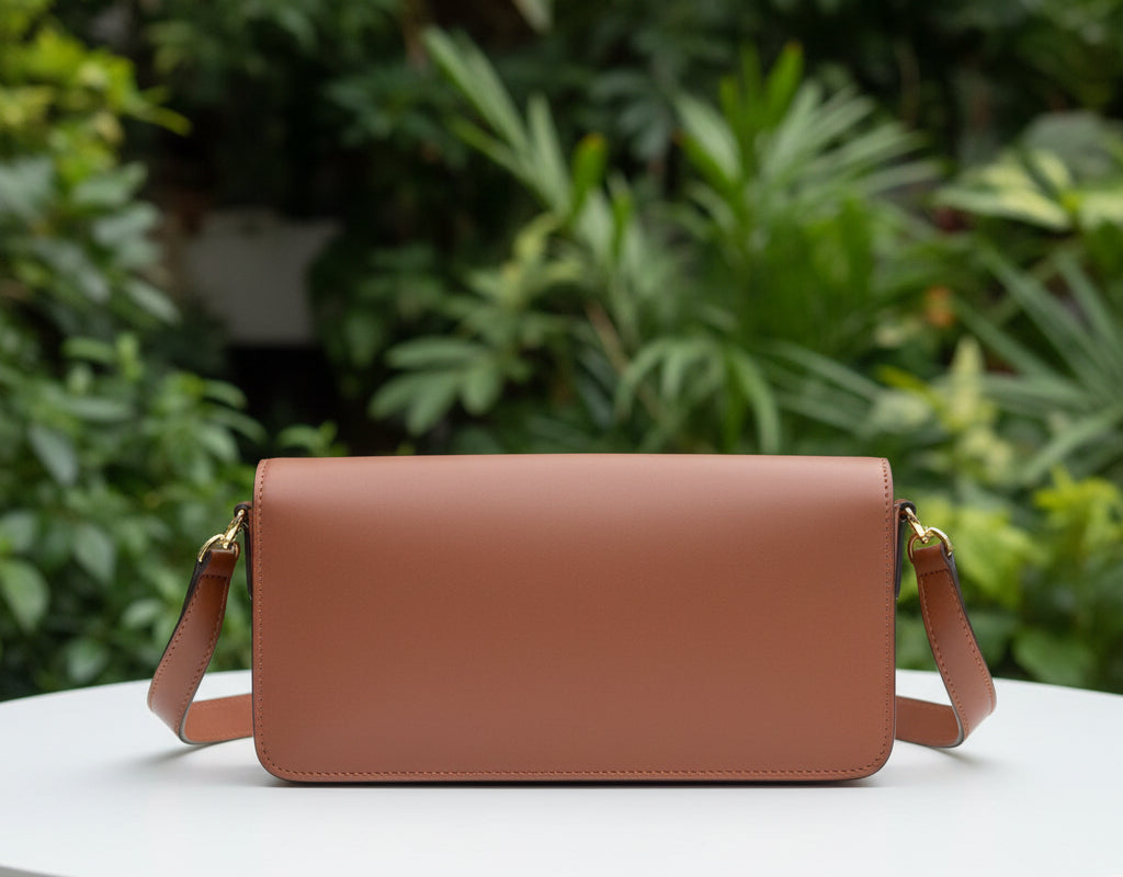 MCM Reddish Brown Calfskin Leather Lauretos Bag