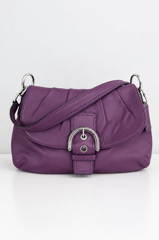 Coach Pleated Leather Purple SoHo Shoulder Flap