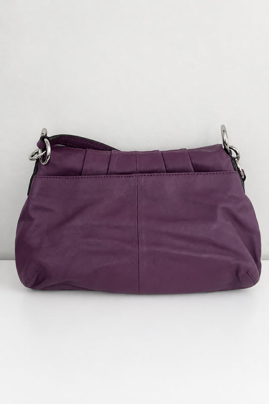 Coach Pleated Leather Purple SoHo Shoulder Flap