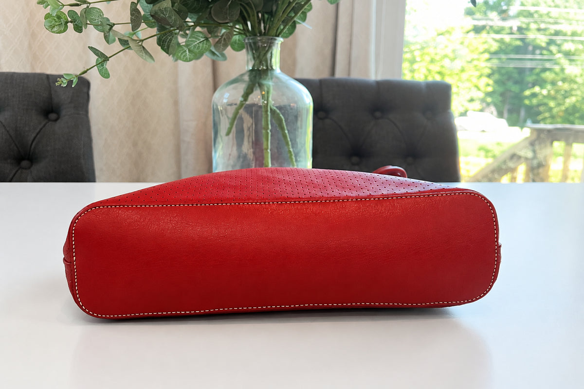 Prada Perforated Red Leather Tote