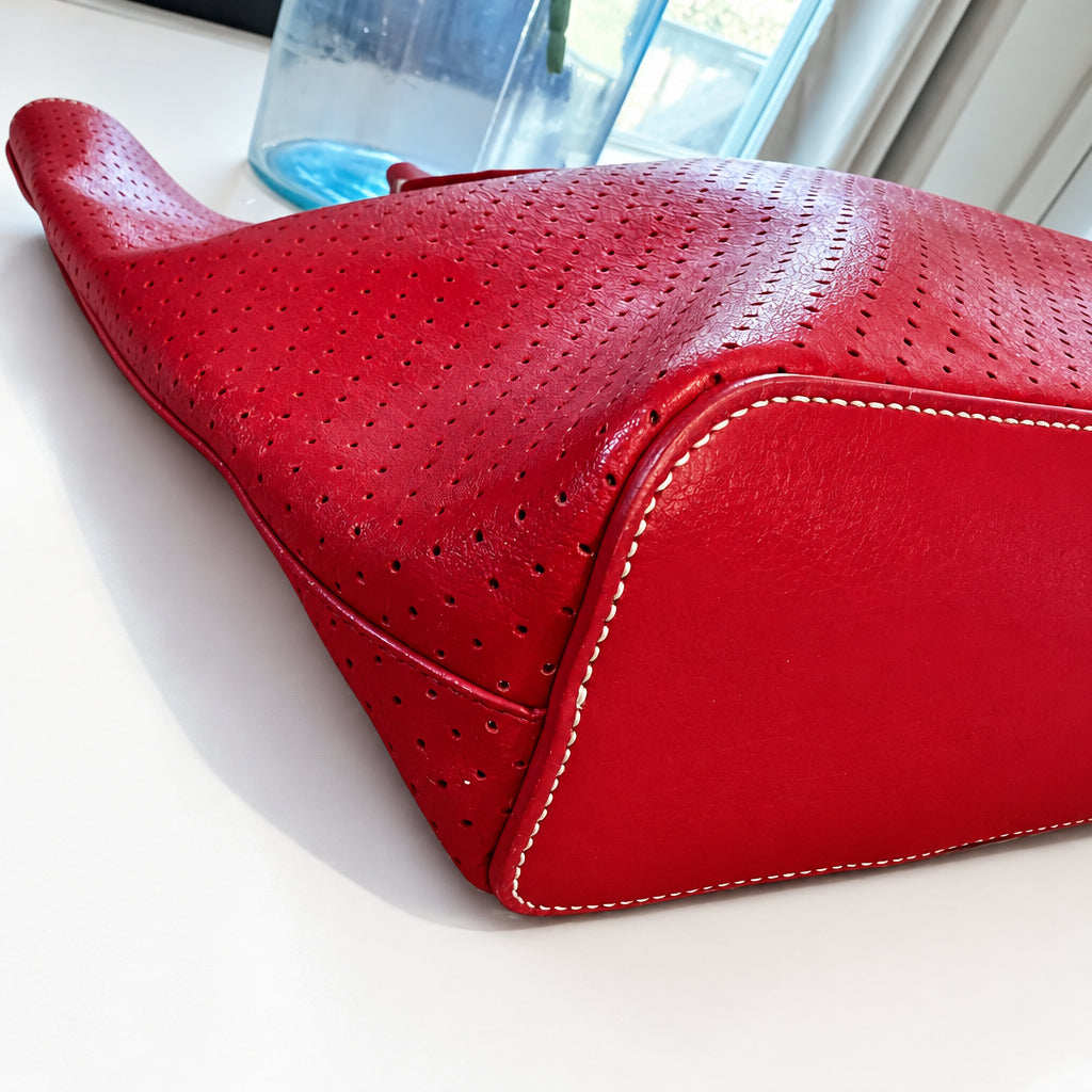 Prada Perforated Red Leather Tote