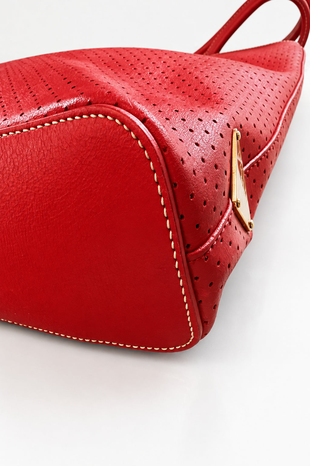 Prada Perforated Red Leather Tote