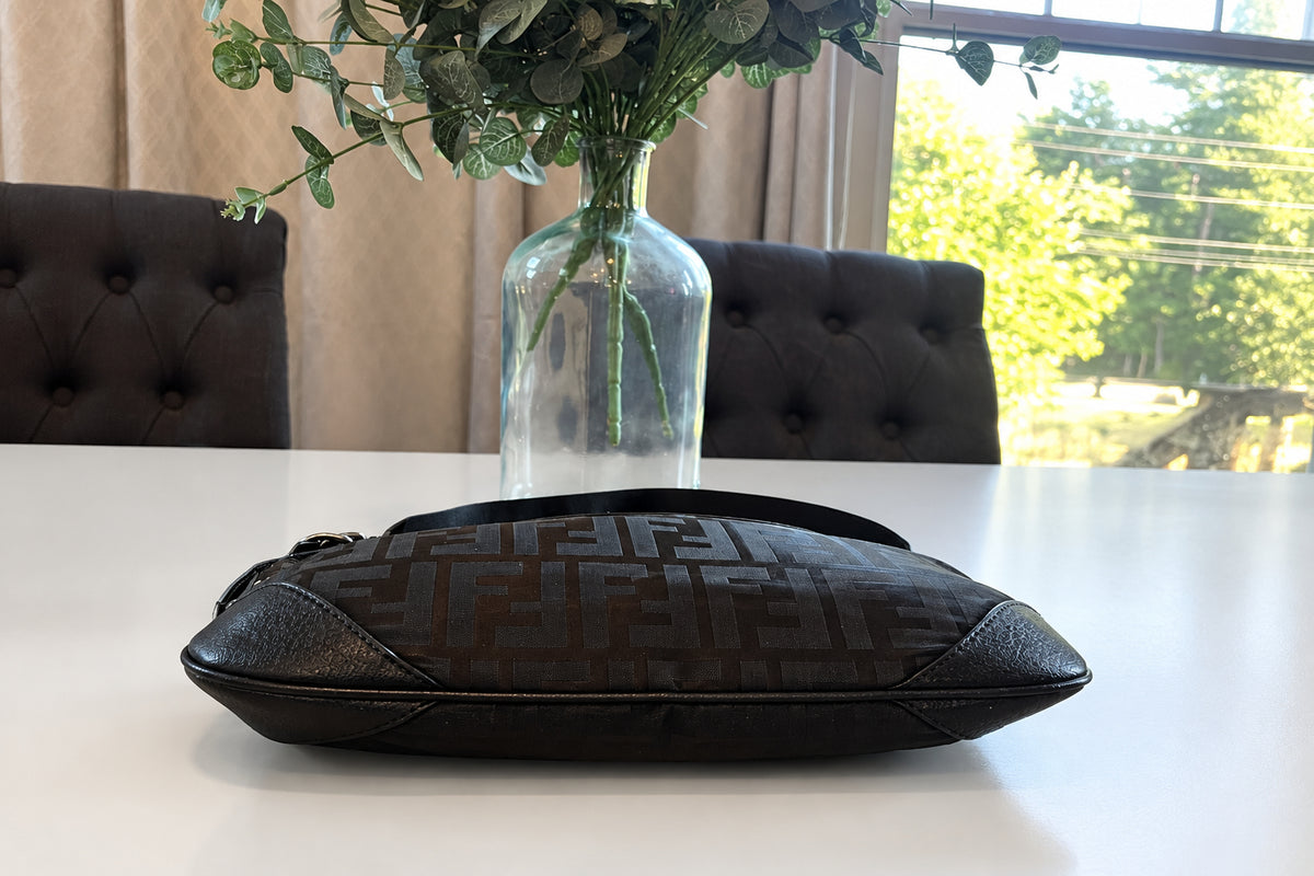 Fendi Black Gray Zucca Shoulder Bag