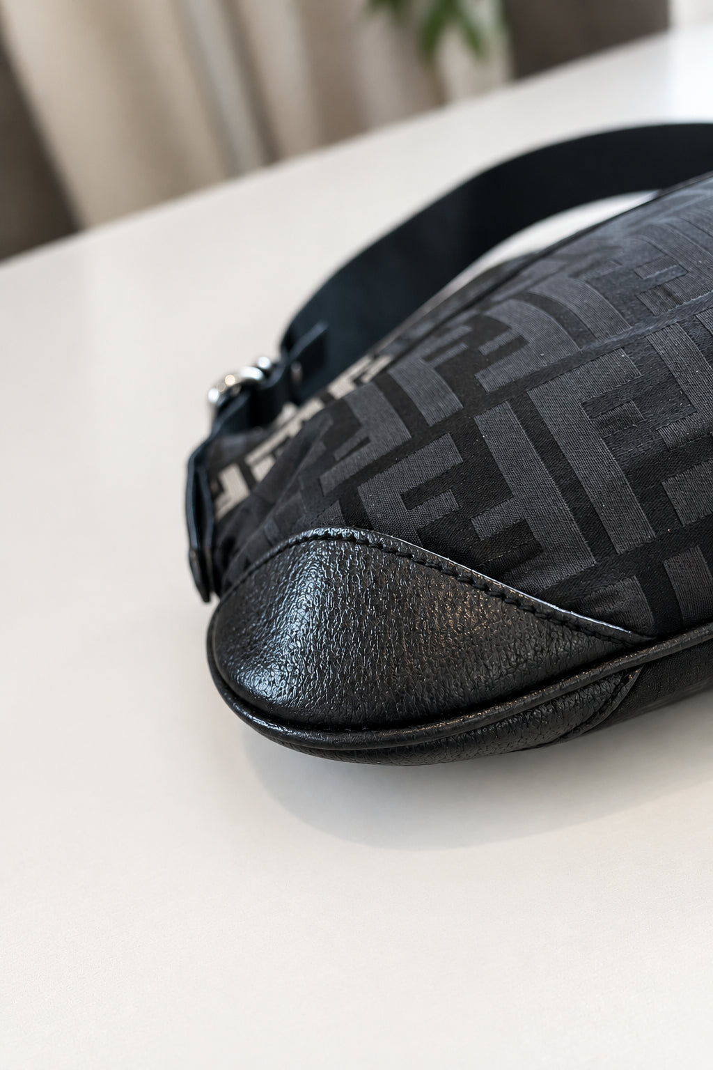 Fendi Black Gray Zucca Shoulder Bag