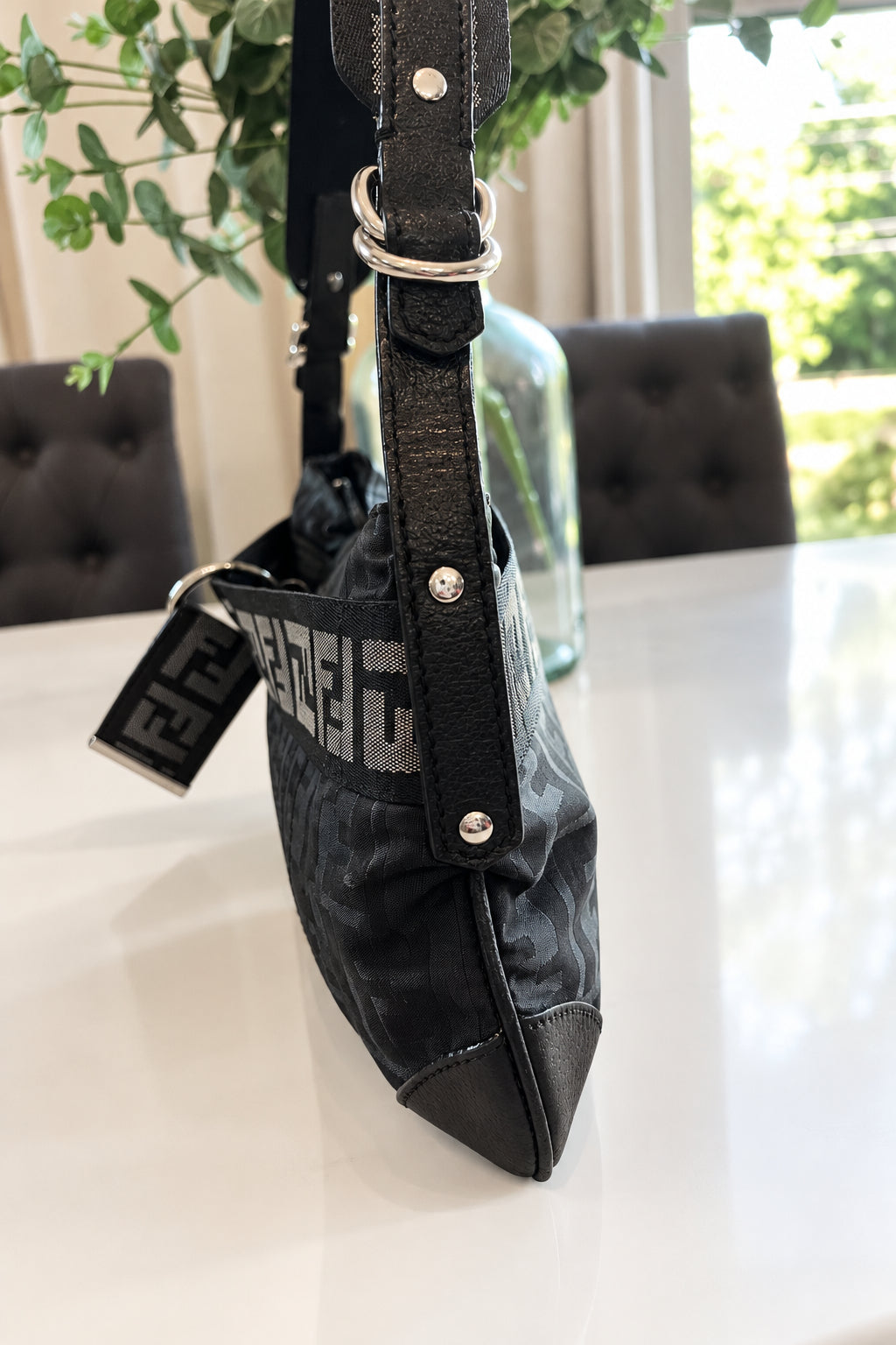 Fendi Black Gray Zucca Shoulder Bag