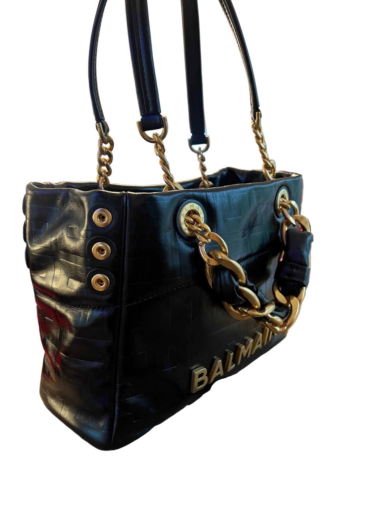 Balmain Embossed Soft Small Leather 1945 Tote