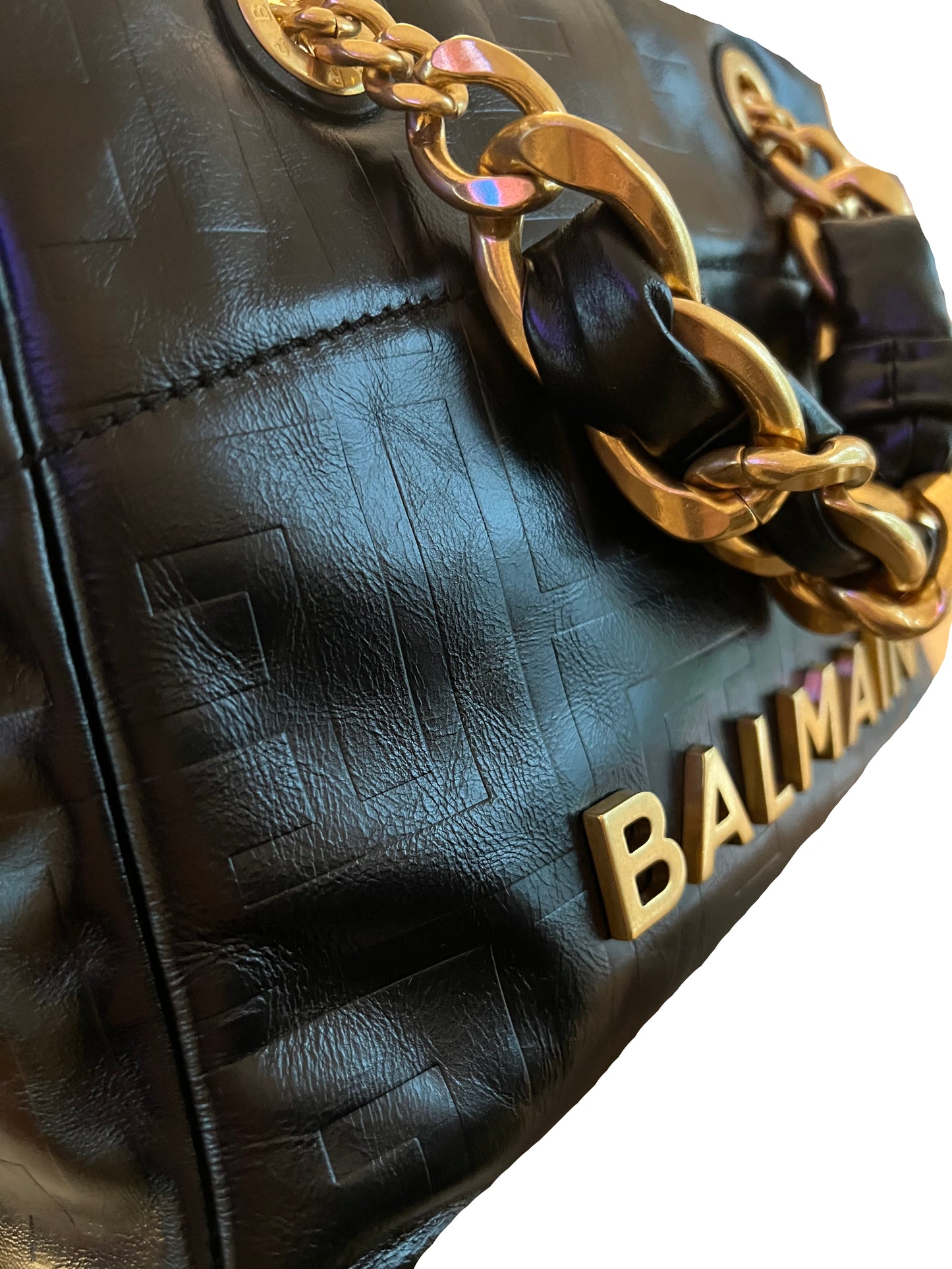 Balmain Embossed Soft Small Leather 1945 Tote