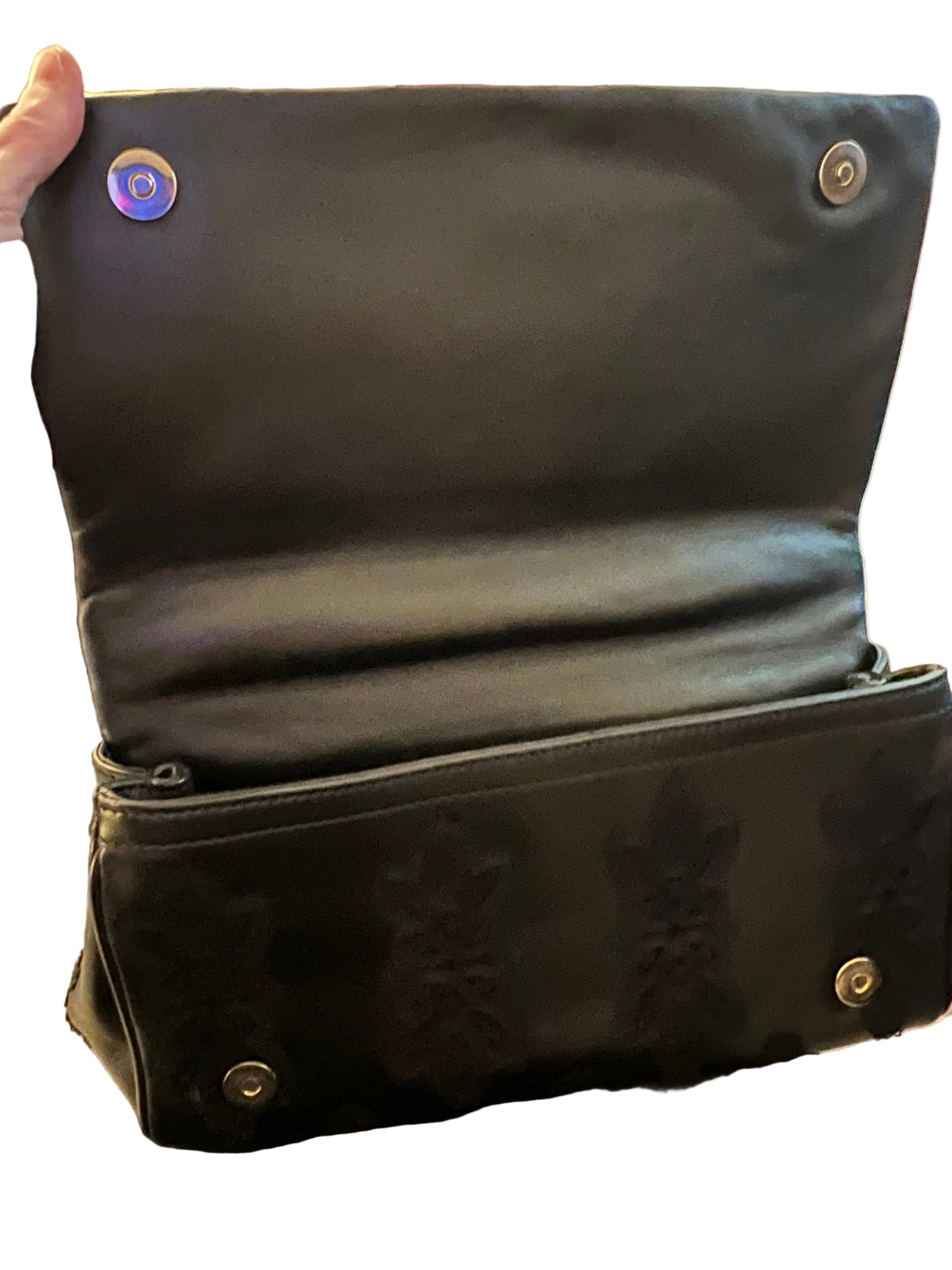 Dolce and Gabbana Black Leather and Lace Sicily Top Handle Bag