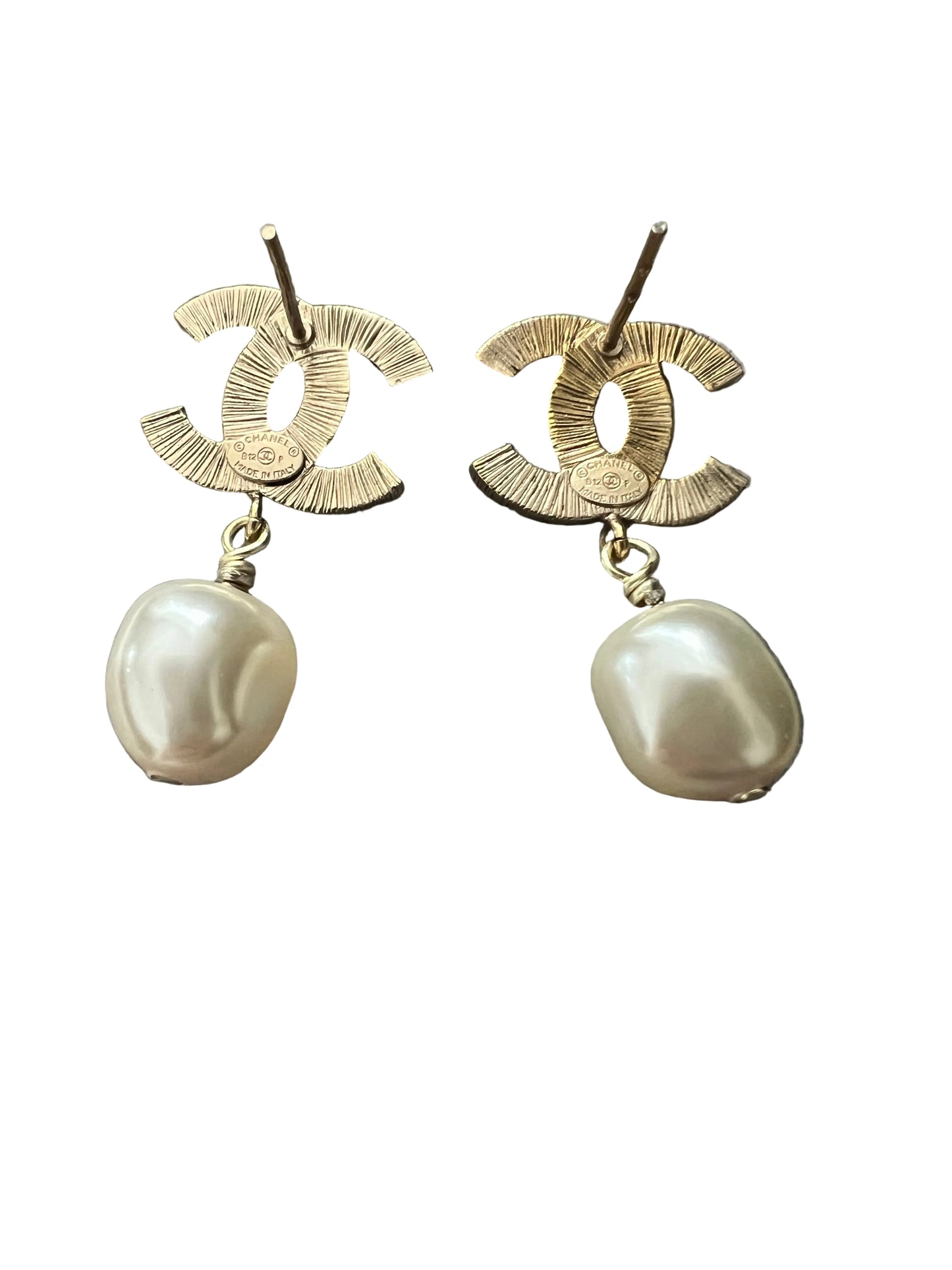 Chanel Black CC and Pearl Drop Earrings