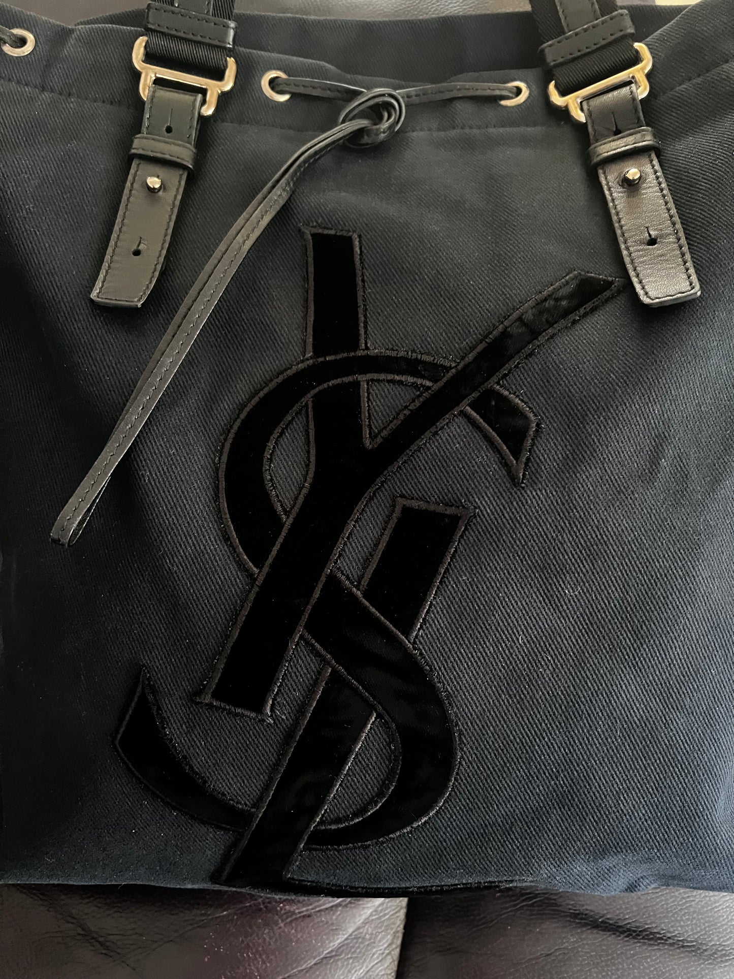 YSL Black Canvas Kahala Tote