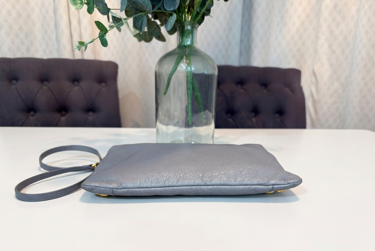 Balenciaga Gray/Blue Leather Envelope Crossbody Bag
