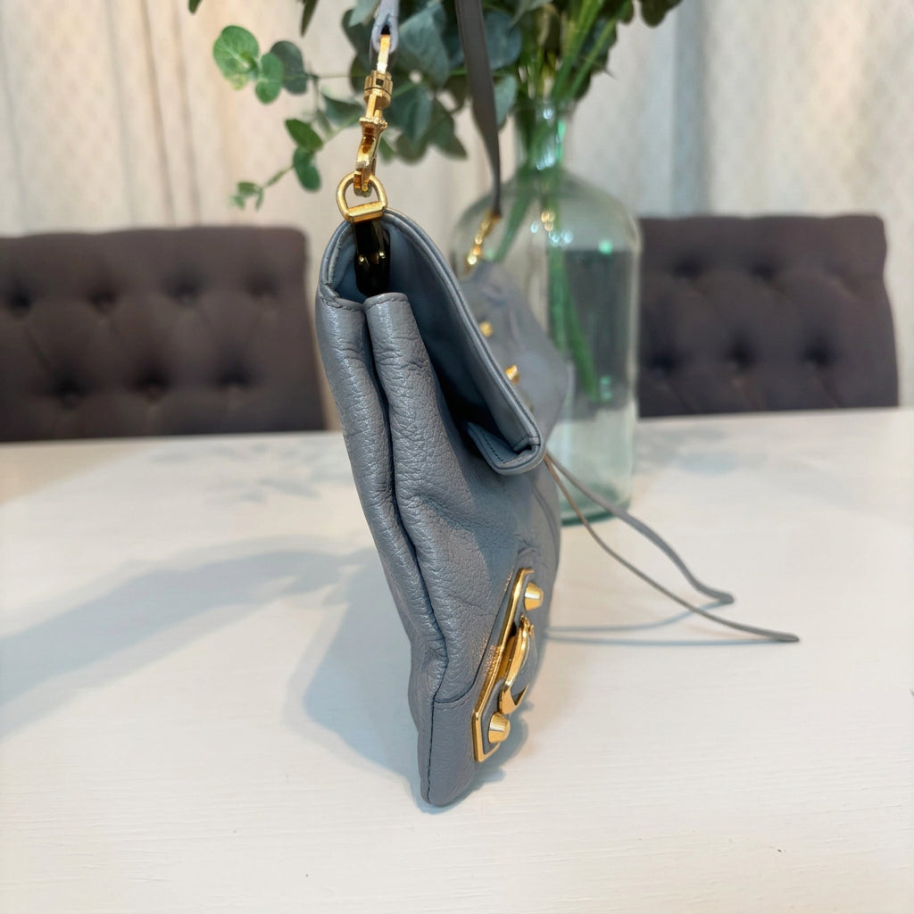 Balenciaga Gray/Blue Leather Envelope Crossbody Bag