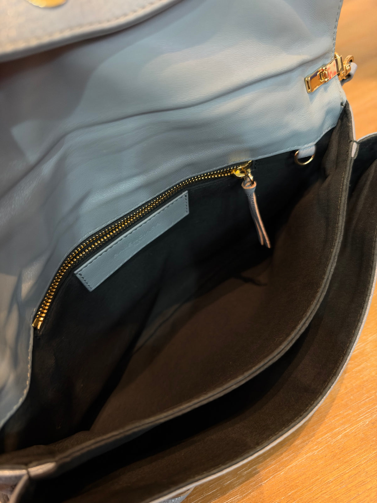Balenciaga Gray/Blue Leather Envelope Crossbody Bag