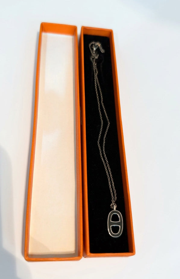 Hermes Black Chained Ancre Necklace