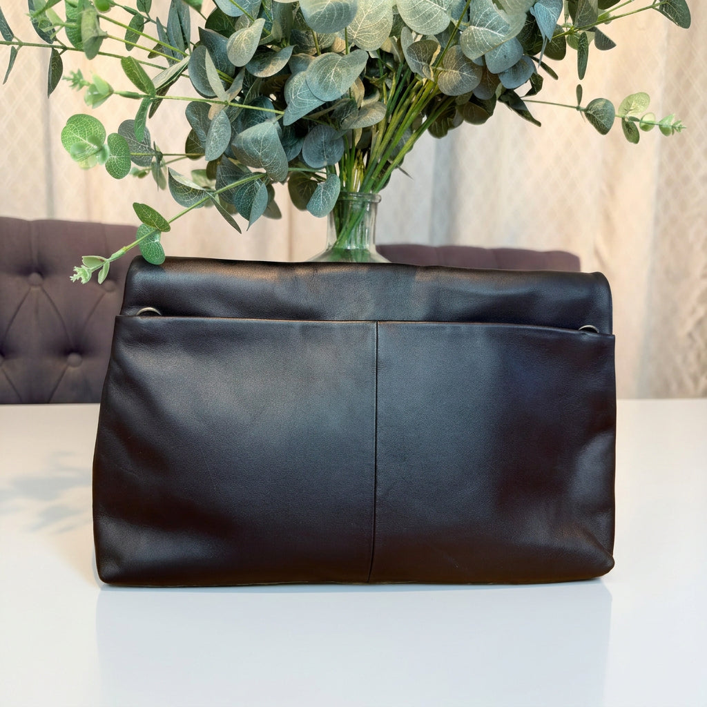 Coach  Mini Stud Large Black Convertible Leather Clutch