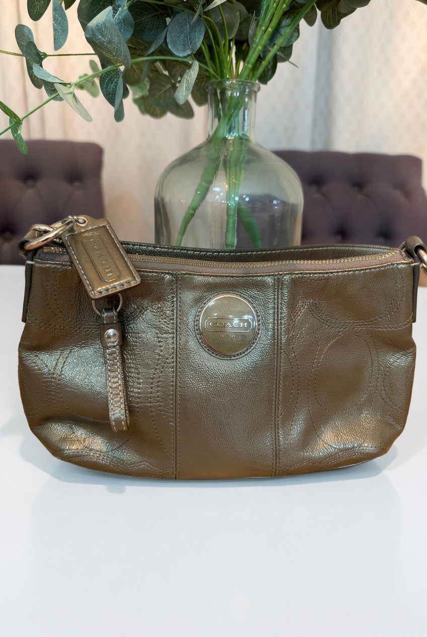 Coach Patent Olive Green Shoulder