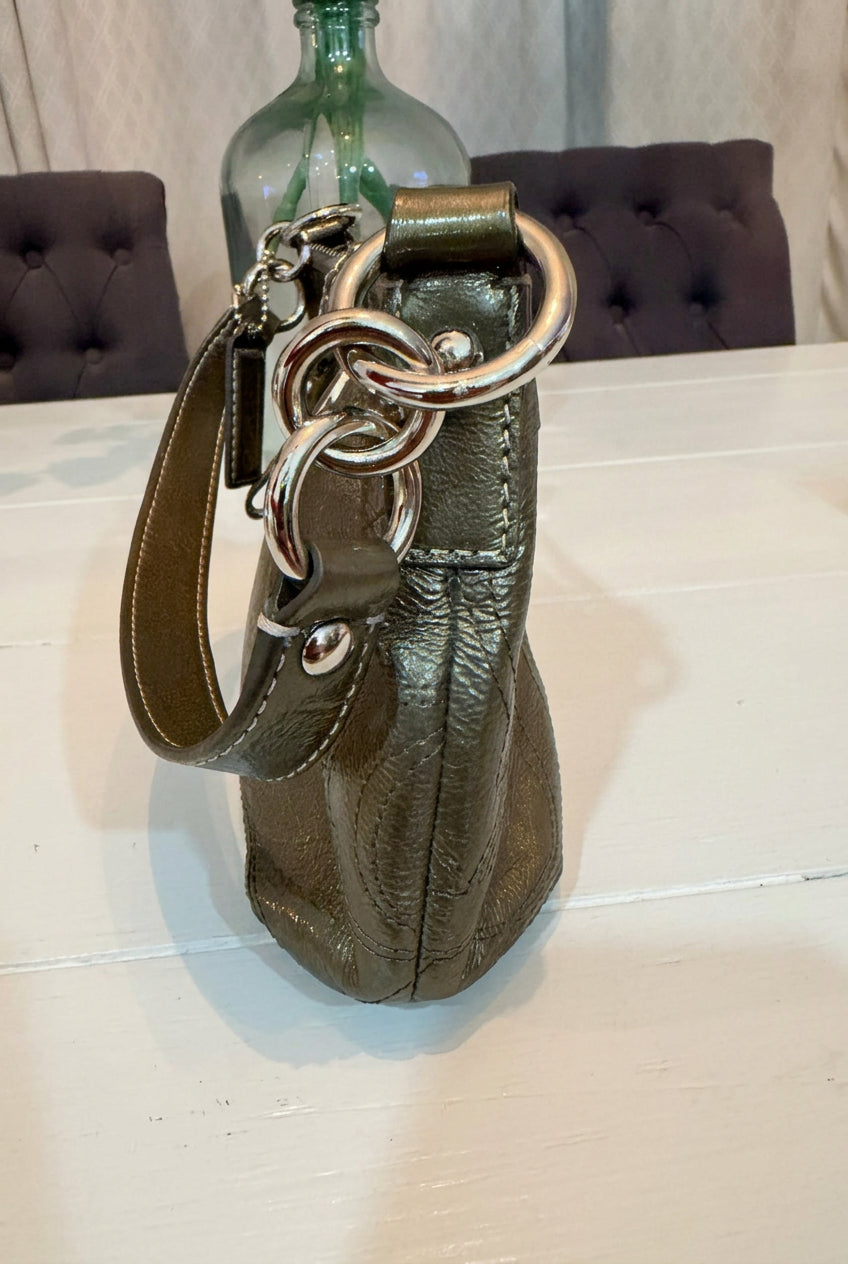 Coach Patent Olive Green Shoulder