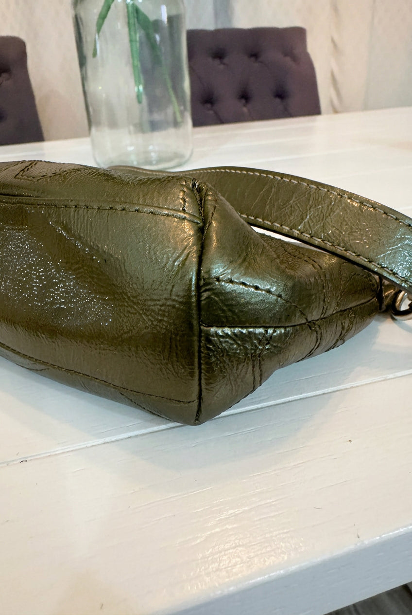 Coach Patent Olive Green Shoulder